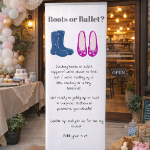 Boy or Girl Cowboy Boots Balet Gender Reveal Retractable Banner