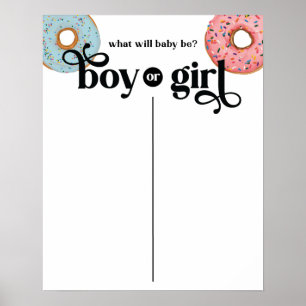 Boy or Girl Doughnut Gender Reveal Baby Voting Pos Poster