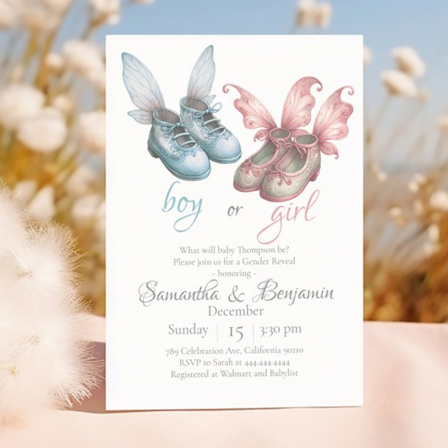 Boy or Girl Elegant Footwear Gender Reveal Party Invitation (Creator Uploaded)