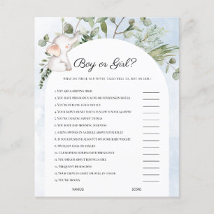 Boy Or Girl Elephant Blue Baby Shower Game