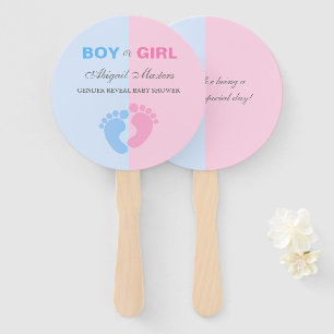 Boy or Girl Gender Reveal Baby Shower Baby Feet Ha Hand Fan