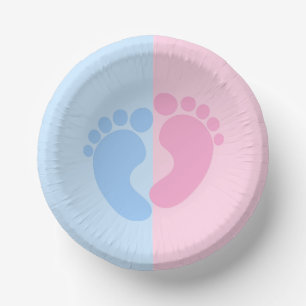 Boy or Girl Gender Reveal Baby Shower Baby Feet Paper Plate