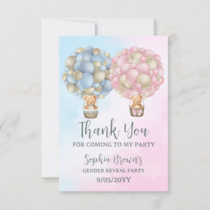 Boy or Girl Gender Reveal Baby Shower Party Thank You Card