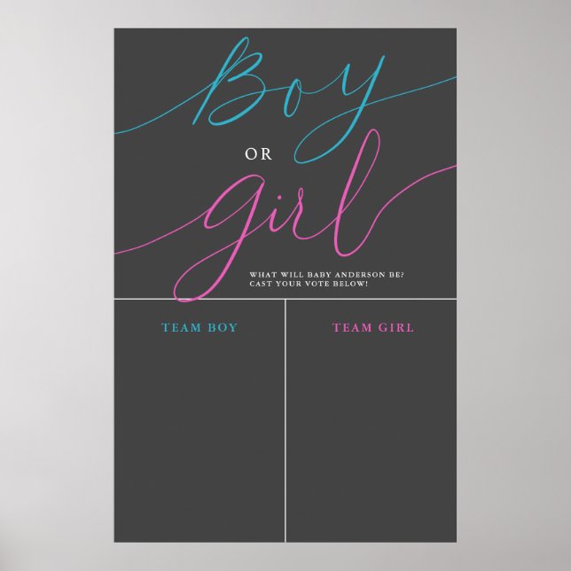 Boy or Girl Gender Reveal Grey Prediction Sign (Front)