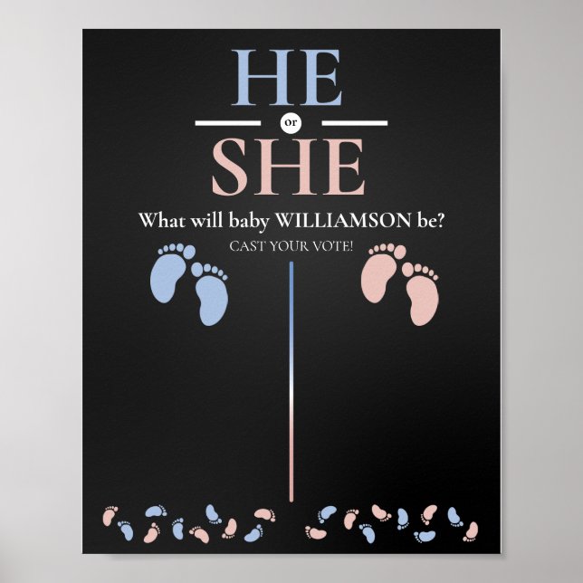 Boy or Girl Gender Reveal. Guess Gender Vote Game Poster (Front)