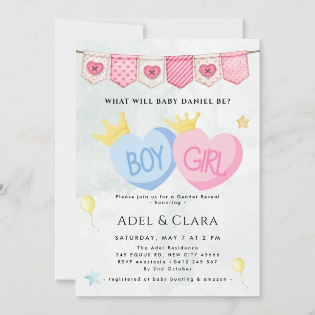 Boy or Girl Gender Reveal Invitation (Front)