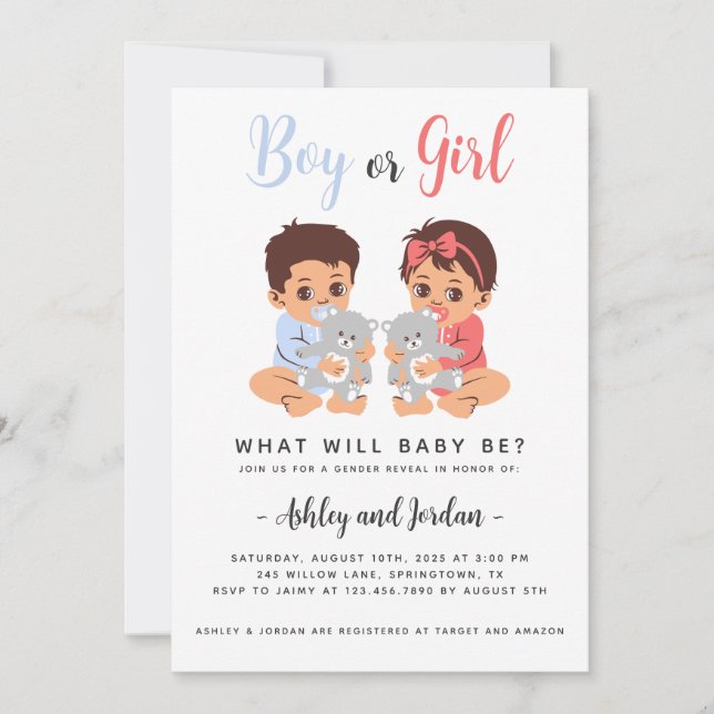 Boy or Girl Gender Reveal Invitation (Front)
