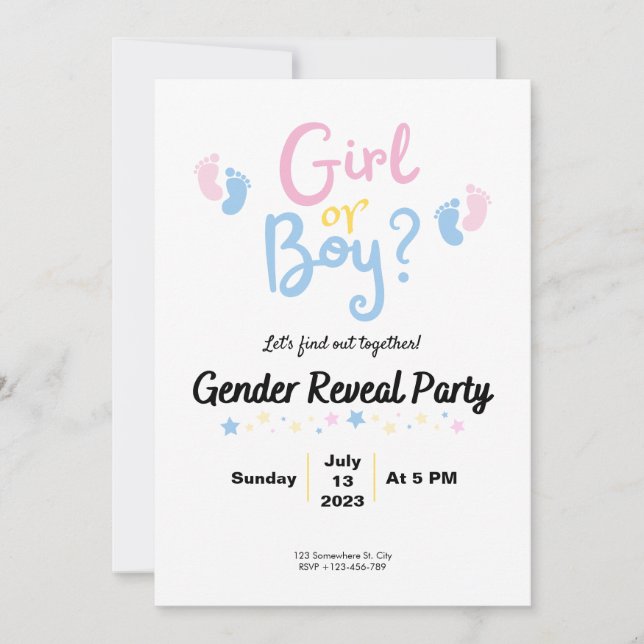 Boy or Girl? Gender Reveal Invitation (Front)