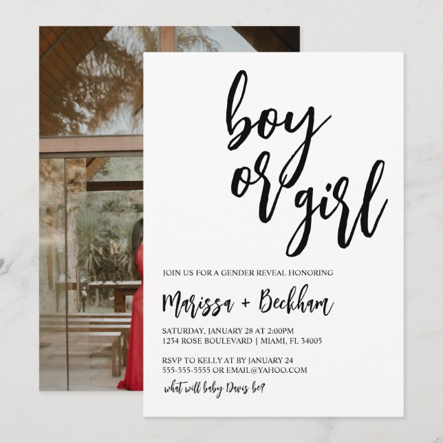 Boy or Girl Gender Reveal Invitation (Front/Back)