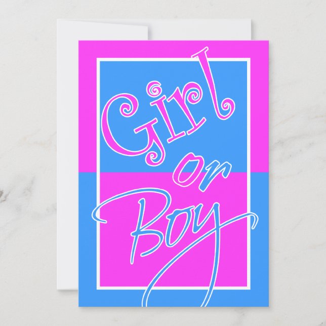 Boy or girl gender reveal neutral invitation (Front)