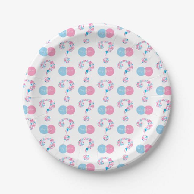 Boy or Girl Gender Reveal  Paper Plate (Front)