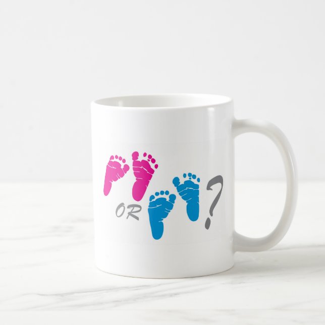 boy or girl? gender reveal party coffee mug (Right)