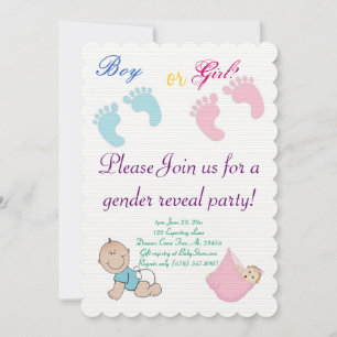 Boy or Girl Gender Reveal Party Cute Adorable Invitation