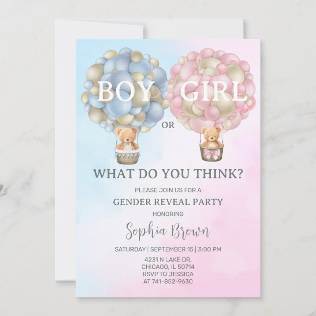 Boy or Girl Gender Reveal Party Invitation (Front)