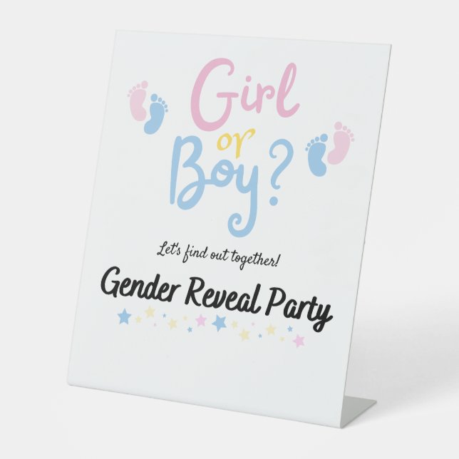 Boy or Girl? Gender Reveal Pedestal Sign (Front)