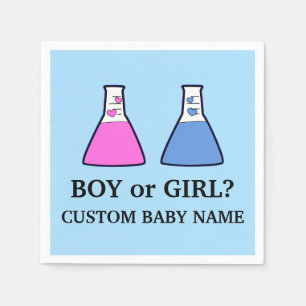 Boy or Girl Gender Reveal Science Beaker  Hearts Napkin