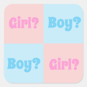 Boy or Girl Gender Reveal Square Sticker