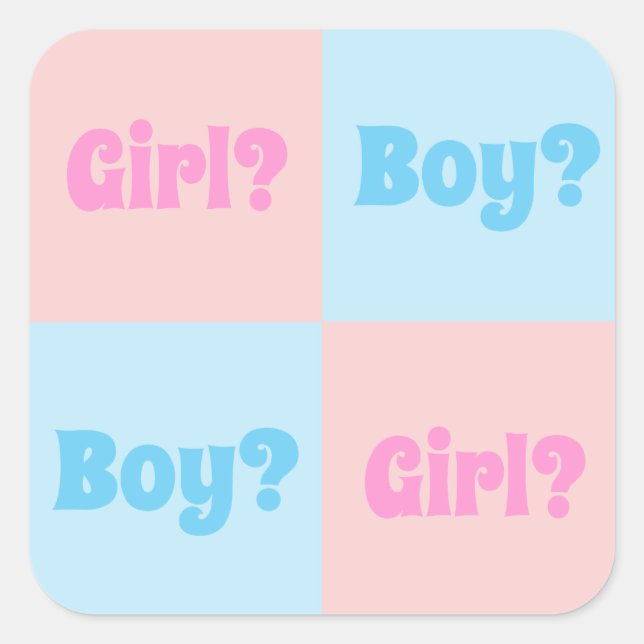 Boy or Girl Gender Reveal Square Sticker (Front)
