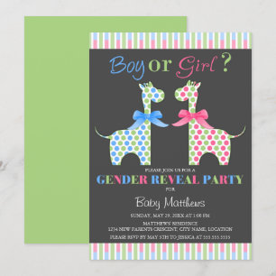 Boy or Girl Giraffe Gender Reveal Party Invitation