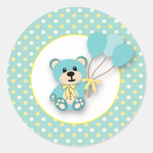 Boy or Girl Green Polkadot Bear Stickers