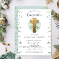 Boy or Girl, Greenery Blue Confirmation Invitation