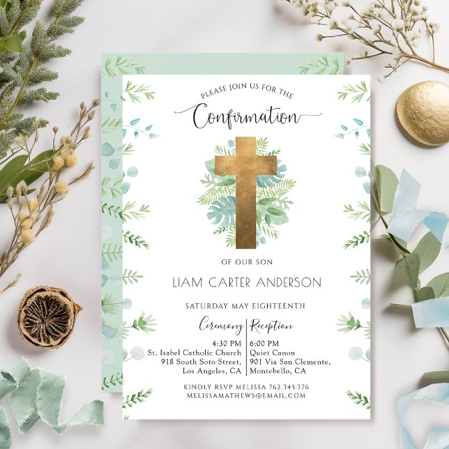 Boy or Girl, Greenery Confirmation Invitation (Creator Uploaded)