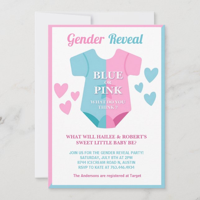Boy or Girl He or She Gender Reveal Baby Shower Invitation (Front)