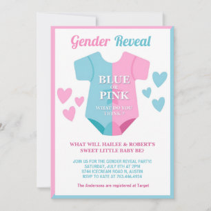 Boy or Girl He or She Gender Reveal Baby Shower Invitation