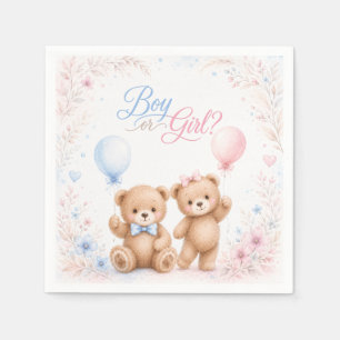 Boy or Girl Little Cub Gender Reveal Paper Napkin