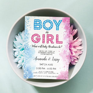 Boy or Girl Marquee Lights Gender Reveal Invitation