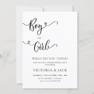 Boy or Girl Minimalist Gender Reveal Party Invitation