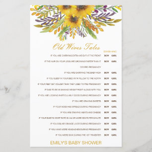 Boy or Girl Old Wives Tale Baby Shower with Answer
