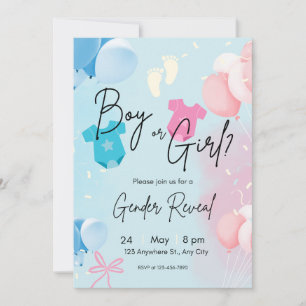 Boy or Girl Pastel Gender Reveal Invitation
