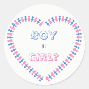Boy or Girl? Pink and Blue Baby Gender Reveal Classic Round Sticker