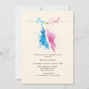 Boy or Girl pink and blue colour Gender Reveal  Invitation