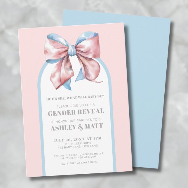 Boy Or Girl Pink And Blue Gender Reveal Invitation (Boy Or Girl Pink And Blue Gender Reveal Invitation)