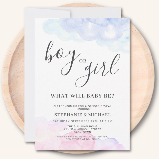 Boy Or Girl Pink And Blue Gender Reveal  Invitation (Creator Uploaded)