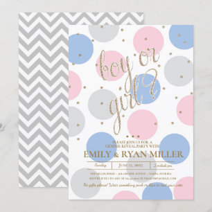 Boy or Girl? Pink & Blue Baby Gender Reveal Party Invitation