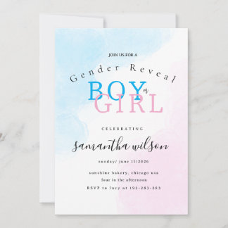 boy or girl pink blue gender reveal invitation