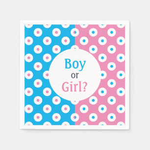 Boy or Girl? Pink & Blue Polka-Dot Gender Reveal Napkin