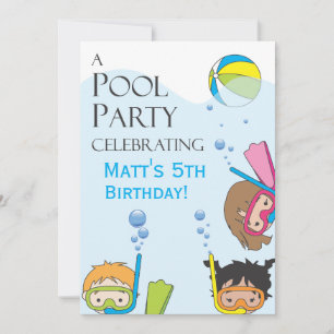Boy or Girl Pool Birthday Party Invitation