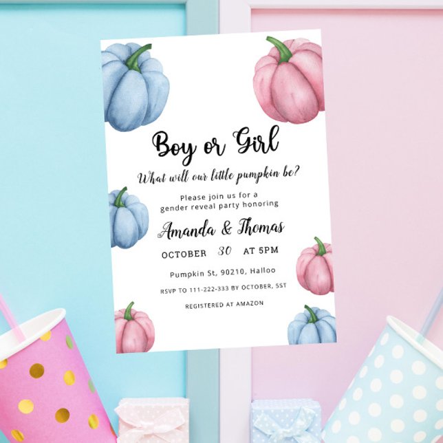 Boy or girl - Pumpkin party - gender reveal Invitation (Creator Uploaded)