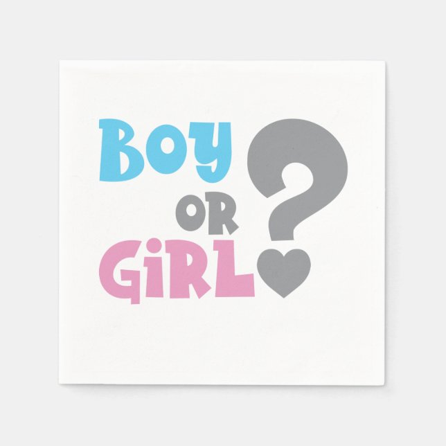 Boy or Girl Question Mark Gender Reveal Napkin (Front)
