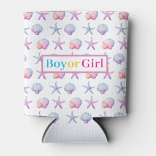 Boy or Girl Seashell Baby Shower Can Cooler