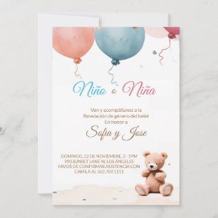 Boy or Girl Spanish Gender Reveal Invitation