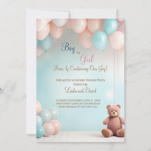 Boy or Girl Teddy Bear Gender Reveal Invitation
