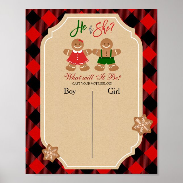 Boy or Girl Voting Board Cookie Gingerbread Poster (Front)