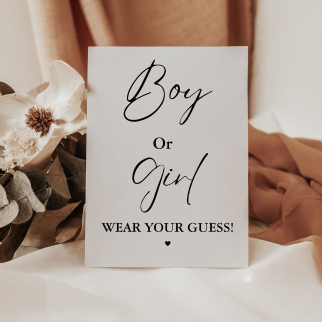 Boy Or Girl Wear your guess baby shower game Pedestal Sign (Creator Uploaded)