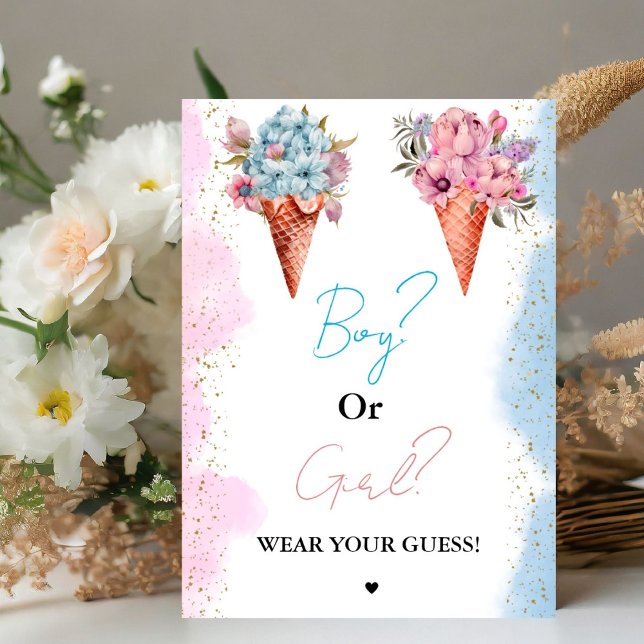 Boy Or Girl Wear your guess baby shower game Pedestal Sign (Creator Uploaded)