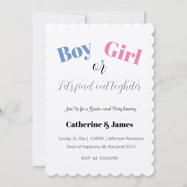 Boy or Girl, What Will It Be Gender Reveal Invitation (Front)